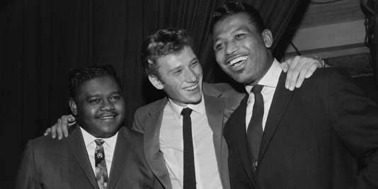 Fats Domino, le 20 octobre 1962 avec Johnny Hallyday et Ray Sugar Robinson.