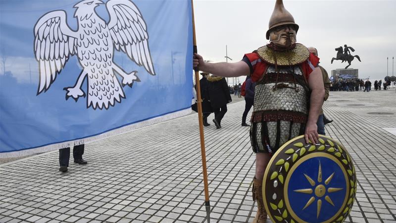 A Greek man protests the use of the name "Macedonia" by Greece's northern neighbour in Thessaloniki on January 21 [Reuters/Alexandros Avramidis]